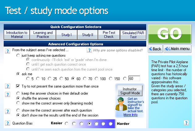 GroundSchool PRIVATE Test and Study Options