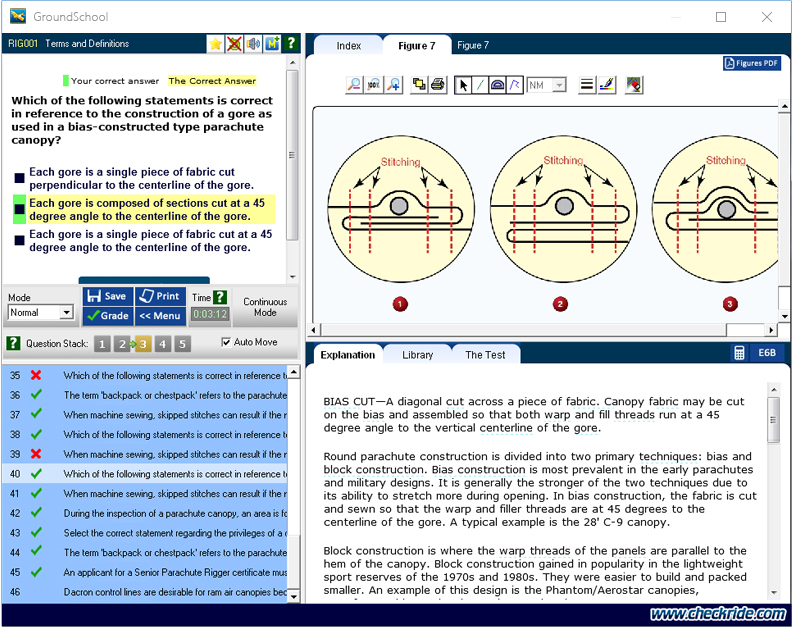 GroundSchool RIGGER Test Screen Screenshot