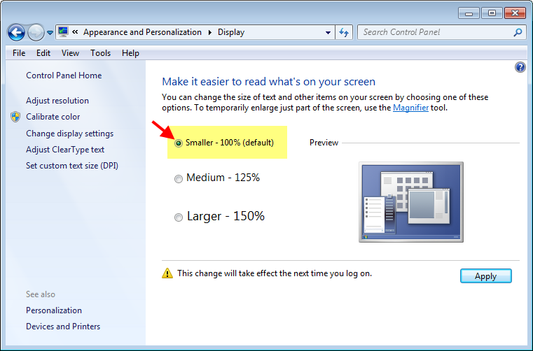 How to set 96 DPI