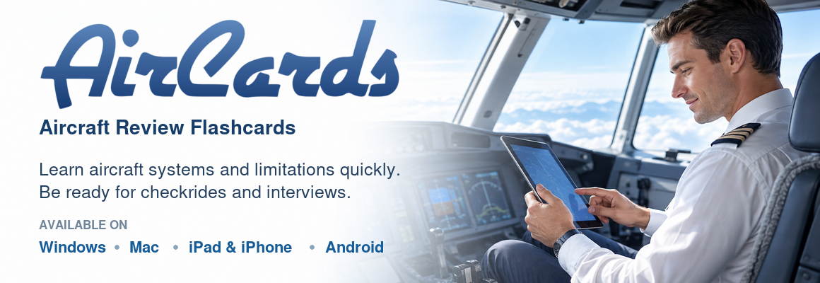 AirCards aircraft review flashcards for Windows, Mac, iPad, iPhone and Android