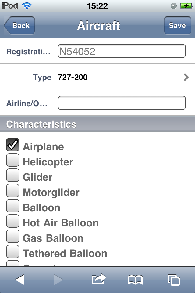 Safelog Pilot Logbook iPhone/iPad Web Portal Screenshot 6